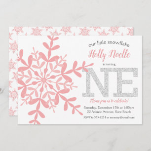 Invitation Petite Parties scintillant d'argent rose de Snowfl