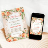 Invitation Petite Pêche Floral rose été bébé fille douche