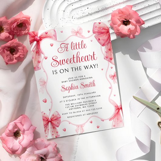 Invitation Petite petite amoureuse Valentines Bow Baby shower
