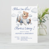 Invitation Petite petite fête d'anniversaire d'avion de pilot (Debout devant)