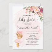 Invitation Petite petite fille Baby shower de fleurs roses (Devant)