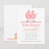 Invitation Petite petite fille dans le Baby shower de pousset (Devant / Derrière)