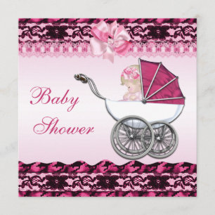 Invitation Petite petite fille en Baby shower de transport ro