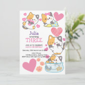 Invitation Petite petite fille petite fille 3e anniversaire (Debout devant)