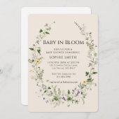 Invitation Petite petite violette et jaune dans le Baby showe (Devant / Derrière)