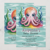 Invitation Petite Pieuvre Sous Le Baby shower De Mer (Devant / Derrière)