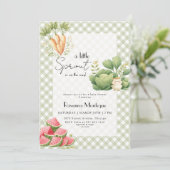 Invitation Petite Pousse Baby Shower Vert Gingham (Debout devant)