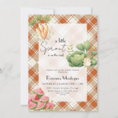 Invitation Petite pousse Baby Shower Violet Gingham (Devant)