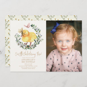Invitation Petite poussette et papillon fille photo d'anniver