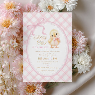Invitation Petite poussin coquette noeud rose fille Baby Show