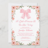 Invitation petite princesse, arc rose baby shower floral (Devant)