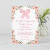Invitation petite princesse, arc rose baby shower floral (Debout devant)