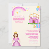 Invitation petite princesse avec château joli anniversaire en (Devant)
