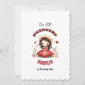 Invitation Petite princesse avec robe rouge (Devant)