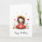 Invitation Petite princesse avec une robe rouge (Devant)