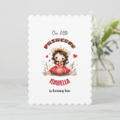 Invitation Petite princesse avec une robe rouge (Debout devant)