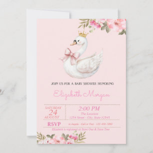 Invitation Petite Princesse, Baby Shower Arc-en-ciel Cygne