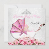 Invitation Petite princesse Baby shower bébé fille rose rose (Devant)