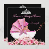 Invitation Petite princesse Baby shower bébé fille rose rose  (Devant / Derrière)