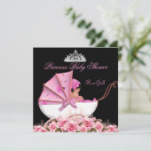 Invitation Petite princesse Baby shower bébé fille rose rose  (Debout devant)
