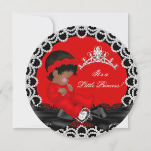 Invitation Petite Princesse Baby Shower Bébé Fille Rouge 2