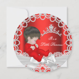 Invitation Petite Princesse Baby Shower Bébé Fille Rouge 2