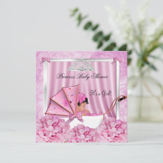 Invitation Petite princesse Baby shower fille Africaine Améri (Debout devant)