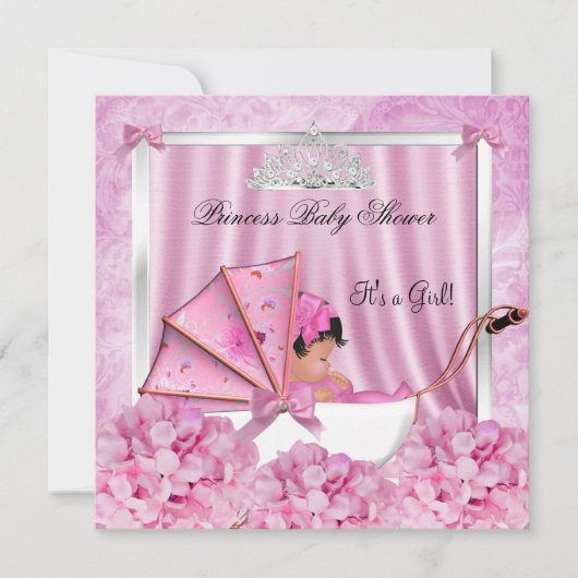 Invitation Petite princesse Baby shower fille Africaine Améri (Devant)