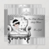 Invitation Petite princesse Baby shower fille bébé sur la cha (Devant / Derrière)