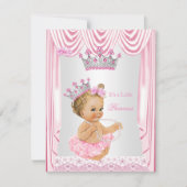 Invitation Petite princesse Baby shower fille Blonde rose (Devant)