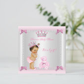 Invitation Petite princesse Baby shower fille Brunette (Debout devant)