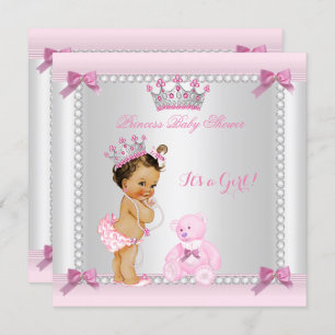 Invitation Petite princesse Baby shower fille Brunette