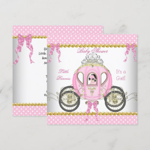 Invitation Petite Princesse Baby Shower Fille Carrosse Rose