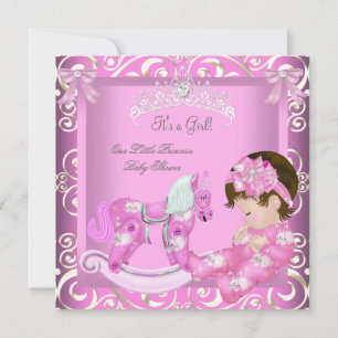 Invitation Petite Princesse Baby Shower Fille Cheval à Bascul