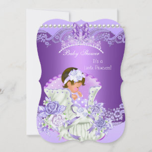 Invitation Petite Princesse Baby Shower Fille Couronne Violet