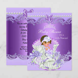 Invitation Petite Princesse Baby Shower Fille Couronne Violet
