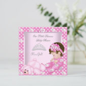 Invitation Petite princesse Baby shower fille lapins roses (Debout devant)