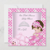 Invitation Petite princesse Baby shower fille lapins roses (Devant)
