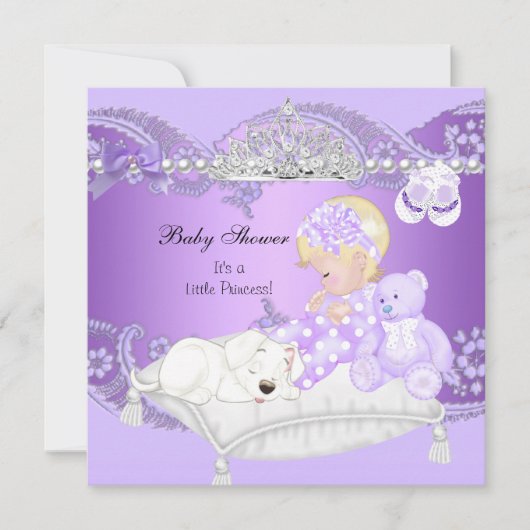 Invitation Petite princesse Baby shower fille Lavande pourpre (Devant)