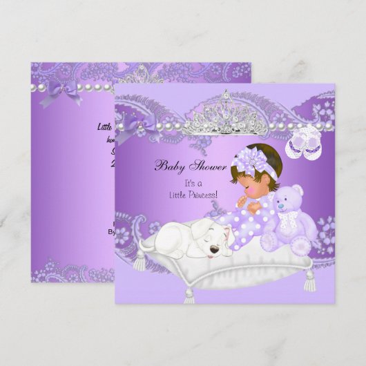 Invitation Petite princesse Baby shower fille Lavande pourpre (Devant / Derrière)