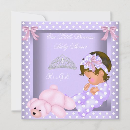 Invitation Petite princesse Baby shower fille Lavande rose (Devant)
