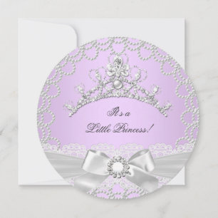Invitation Petite princesse Baby shower fille Lilac Pearl