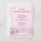 Invitation Petite princesse Baby shower fille papillon AA (Dos)