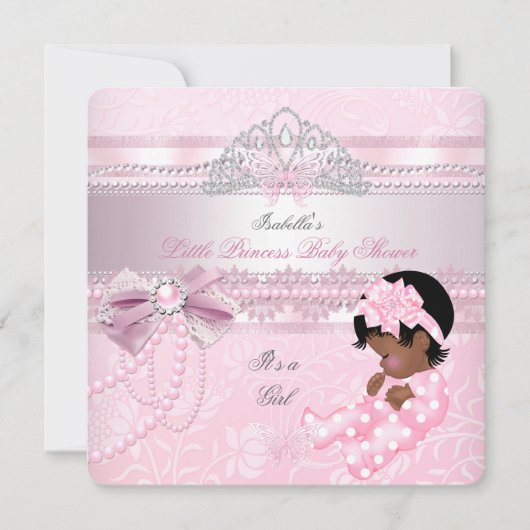 Invitation Petite princesse Baby shower fille papillon AA (Devant)