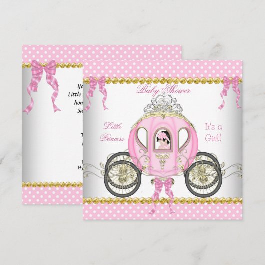 Invitation Petite princesse Baby shower fille Porte rose (Devant / Derrière)