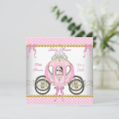 Invitation Petite princesse Baby shower fille Porte rose (Debout devant)