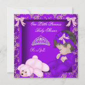 Invitation Petite princesse Baby shower fille pourpre Damas (Devant)