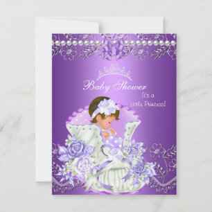 Invitation Petite princesse Baby shower fille pourpre Tiara 3