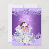 Invitation Petite princesse Baby shower fille pourpre Tiara V (Devant)