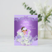 Invitation Petite princesse Baby shower fille pourpre Tiara V (Debout devant)